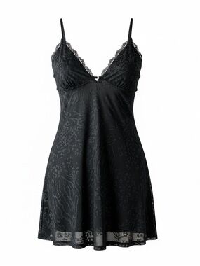 Vintage Y2K Victoria’s Secret Black Lace Mesh Coquette Nightie Mini Slip Dress